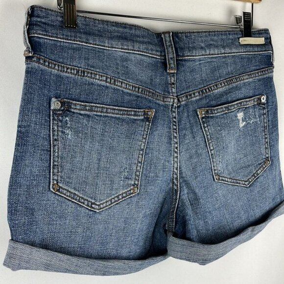 Anthropologie‎ Pilcro Mid Rise Slim Boyfriend Distressed Denim Shorts Size 27 - Picture 7 of 12